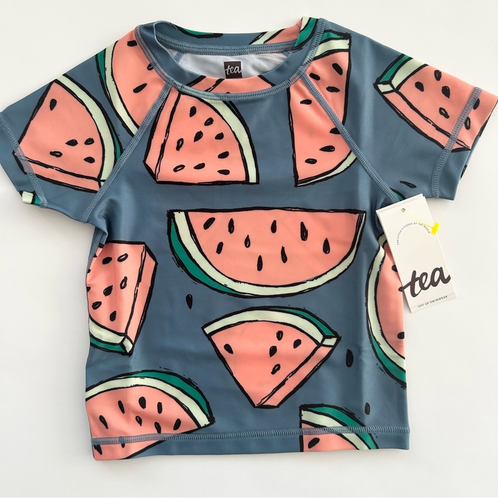NWT Tea Collection Watermelons Short Raglan Sleeves Rashguard All Genders Size 2